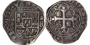 8 Real Vizekönigreich Neuspanien (1519 - 1821) Silber Philip V von Spanien (1683-1746)