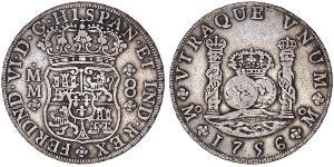 8 Real Vizekönigreich Neuspanien (1519 - 1821) Silber Ferdinand VI. von Spanien (1713-1759)