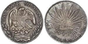 8 Real Second Federal Republic of Mexico (1846 - 1863) Silver 