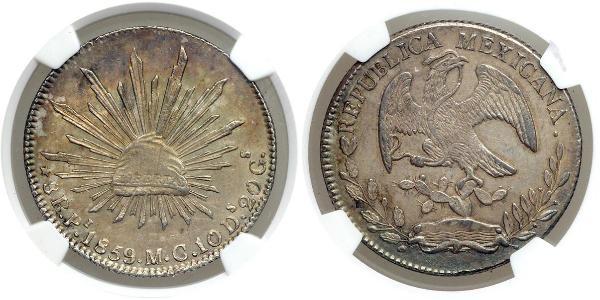 8 Real Second Federal Republic of Mexico (1846 - 1863) Silver 