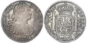 8 Real Spanish Mexico  / Kingdom of New Spain (1519 - 1821) Silver Charles IV of Spain (1748-1819)