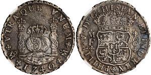 8 Real Spanish Mexico  / Kingdom of New Spain (1519 - 1821) Silver Philip V of Spain(1683-1746)