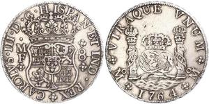 8 Real Spanish Mexico  / Kingdom of New Spain (1519 - 1821) Silver Charles III of Spain (1716 -1788)