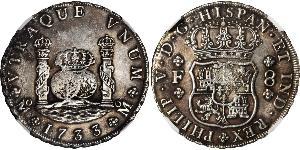 8 Real 新西班牙總督轄區 (1535 - 1821) 銀 Philip V of Spain(1683-1746)