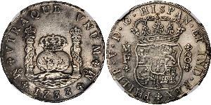 8 Real 新西班牙總督轄區 (1535 - 1821) 銀 Philip V of Spain(1683-1746)
