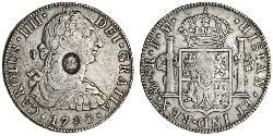 8 Real / 1 Dollaro Vicereame della Nuova Spagna (1519 - 1821) / Regno Unito di Gran Bretagna e Irlanda (1801-1922) Argento Carlo IV di Spagna (1748-1819) / Giorgio III (1738-1820)