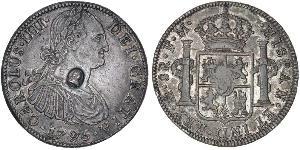 8 Real / 1 Dollaro Regno Unito di Gran Bretagna e Irlanda (1801-1922) / Vicereame della Nuova Spagna (1519 - 1821) Argento Carlo IV di Spagna (1748-1819) / Giorgio III (1738-1820)