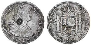 8 Real / 1 Dollaro Regno Unito di Gran Bretagna e Irlanda (1801-1922) / Vicereame della Nuova Spagna (1519 - 1821) Argento Carlo IV di Spagna (1748-1819) / Giorgio III (1738-1820)