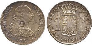8 Real / 1 Dollaro Regno Unito di Gran Bretagna e Irlanda (1801-1922) / Vicereame della Nuova Spagna (1519 - 1821) Argento Carlo IV di Spagna (1748-1819) / Giorgio III (1738-1820)