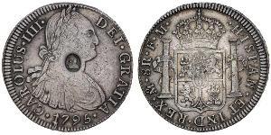 8 Real / 1 Dollaro Regno Unito di Gran Bretagna e Irlanda (1801-1922) / Vicereame della Nuova Spagna (1519 - 1821) Argento Carlo IV di Spagna (1748-1819) / Giorgio III (1738-1820)