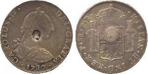 8 Real / 1 Dollaro Regno Unito di Gran Bretagna e Irlanda (1801-1922) / Vicereame della Nuova Spagna (1519 - 1821) Argento Carlo IV di Spagna (1748-1819) / Giorgio III (1738-1820)