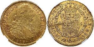 8 Ескудо Нова Ґранада (1717 - 1819) Золото Фердинанд VII король Іспанії (1784-1833)