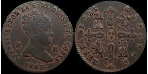 8 Мараведи Королевство Испания (1814 - 1873) Медь Isabella II of Spain (1830- 1904)