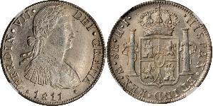 8 Реал Новая Испания (1519 - 1821) Серебро Фердинанд VII король Испании (1784-1833)