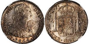 8 Реал Перу Серебро Карл IV король Испании (1748-1819)