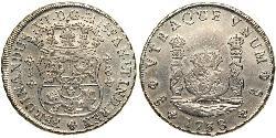 8 Реал Чили Серебро Фердинанд VI  король Испании (1713-1759)