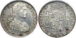 8 Реал Нова Іспанія (1519 - 1821) Срібло Фердинанд VII король Іспанії (1784-1833)