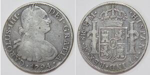 8 Реал Нова Іспанія (1519 - 1821) Срібло Карл IV король Іспанії  (1748-1819)