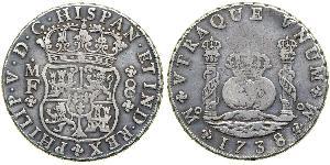 8 Реал Нова Іспанія (1519 - 1821) Срібло Філіп V король Іспанії  (1683-1746)