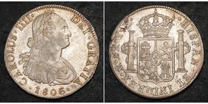 8 Реал Нова Іспанія (1519 - 1821) Срібло Карл IV король Іспанії  (1748-1819)