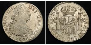 8 Реал Нова Іспанія (1519 - 1821) Срібло Карл IV король Іспанії  (1748-1819)