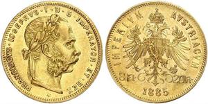 8 Флорин / 20 Франк Австро-Венгрия (1867-1918) Золото Франц Иосиф I (1830 - 1916)