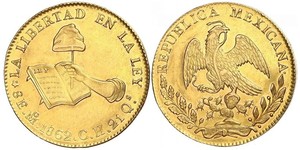 8 Эскудо Second Federal Republic of Mexico (1846 - 1863) Золото 