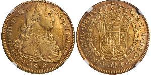 8 Эскудо Новая Гранада (1717 - 1819) Золото Фердинанд VII король Испании (1784-1833)