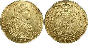 8 Эскудо Новая Гранада (1717 - 1819) Золото Карл IV король Испании (1748-1819)
