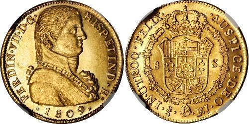 8 Эскудо Чили Золото Фердинанд VII король Испании (1784-1833)