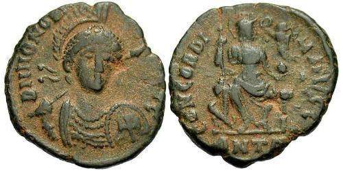  AE3 / 1 Фоллис Западная Римская империя (285-476) Бронза Гонорий (384-423)