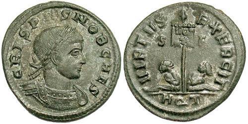  AE3 / 1 Фоллис Римская империя (27BC-395) Бронза Крисп (305 - 326)