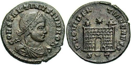  AE3 / 1 Фоллис Римская империя (27BC-395) Бронза Констанций II (317 - 361)