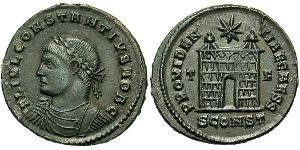  AE3 / 1 Фолліс Західна Римська імперія (285-476) Бронза Констанцій II (317 - 361)