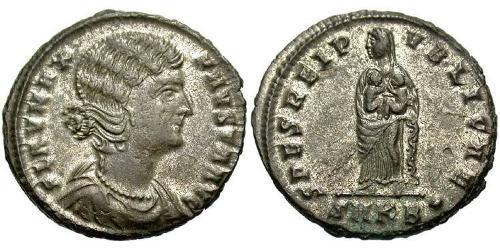  AE3 / 1 Фолліс Римська імперія (27BC-395) Бронза Флавія Максіма Фауста (289-326)
