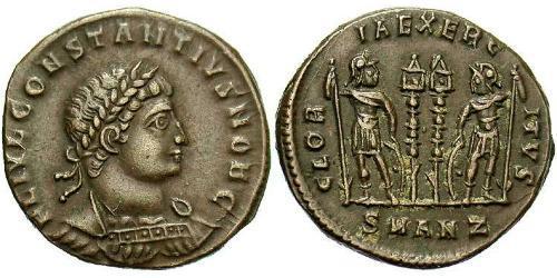  AE3 / 1 Фолліс Римська імперія (27BC-395) Бронза Констанцій II (317 - 361)
