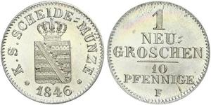  Grosh / 10 Pfennig Regno di Sassonia (1806 - 1918)  Federico Augusto II di Sassonia