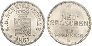  Grosh / 10 Pfennig Reino de Sajonia (1806 - 1918)  Federico Augusto II de Sajonia