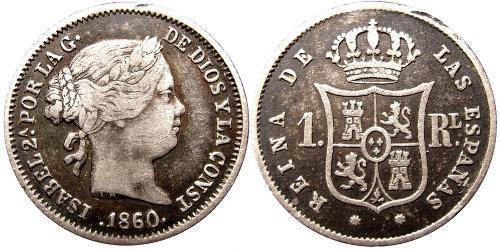  Real Kingdom of Spain (1814 - 1873) Silver Isabella II of Spain (1830- 1904)