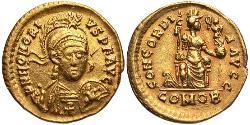  Solidus Imperio romano de Occidente (285-476) Oro Honorio (384-423)