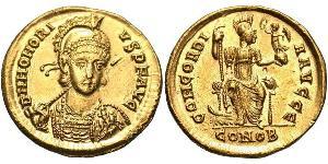  Solidus Imperio romano de Occidente (285-476) Oro Honorio (384-423)