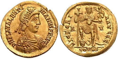  Solidus Западная Римская империя (285-476) Золото Валентиниан III (419-455)