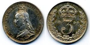  Threepence 大不列颠及爱尔兰联合王国 (1801 - 1922) 銀 维多利亚 (英国君主)