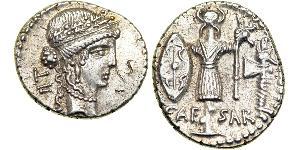  Денарій Римська республіка (509BC-27BC) Срібло Юлій Цезар (100BC- 44 BC)