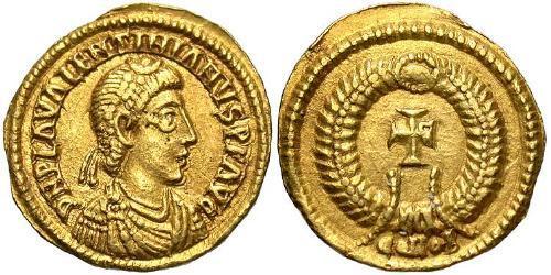  Тремиссис Западная Римская империя (285-476) Золото Валентиниан III (419-455)