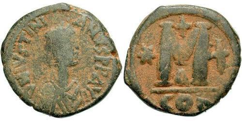  Фоллис Византийская империя (330-1453) Бронза Юстиниан I (482-565)