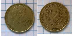 Cyprus | 20 Cents Coin | Zeno of Citium | 1989 - 1990