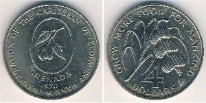 Гренада
4 доллара (1970 г.)
Медь-Никель
Организация по сельскому хозяйству и продовольствию. F.A.O. 28,3 г, 38,5 мм.

