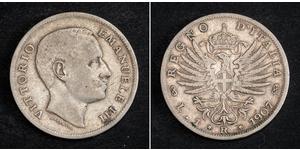  
  1907, Kingdom of Italy, Victor Emmanuel III. Nice Silver 1 Lira Coin. aVF/VF+  Mint ear: 1907 Mint Place: Rome Reference: KM-32. Denomination: 1 Lira  Condition: Light deposits and scratches, ...