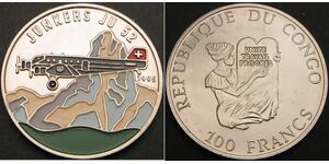 CONGO 100 Francs 1995 - Junkers JU52 - UNC - 1326 